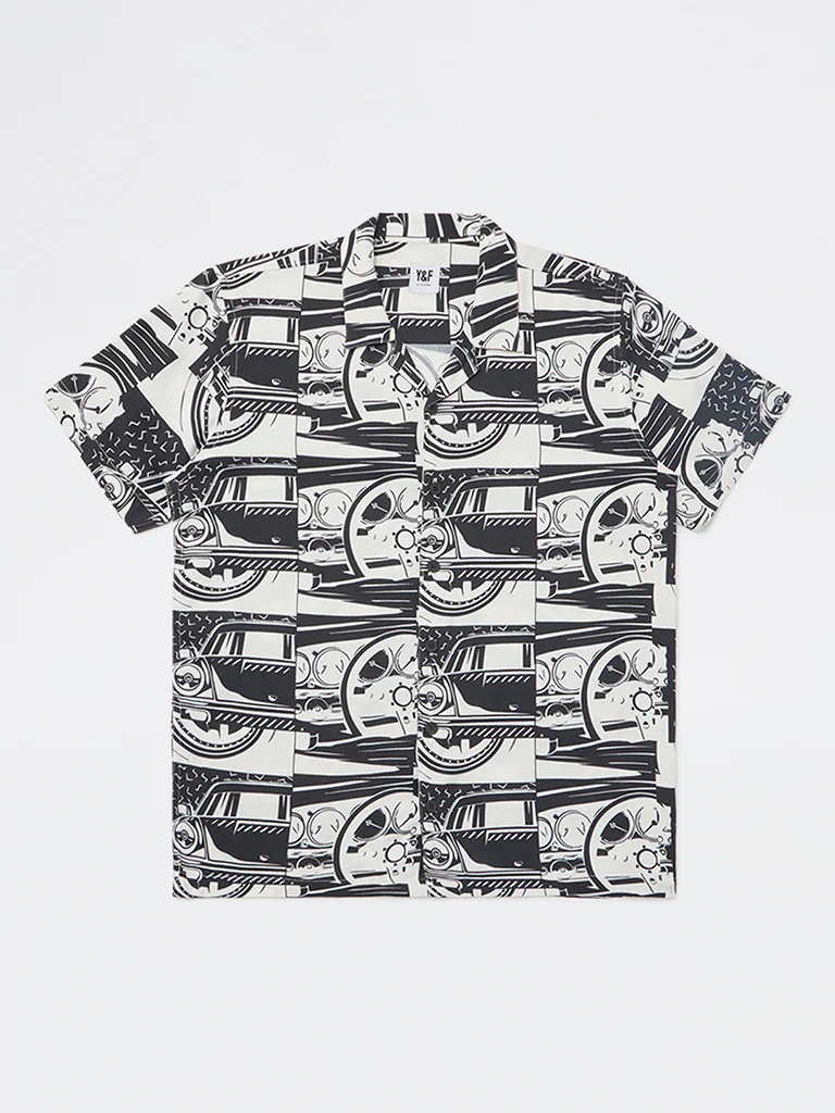 Y&F Kids Boys Black Printed Shirt