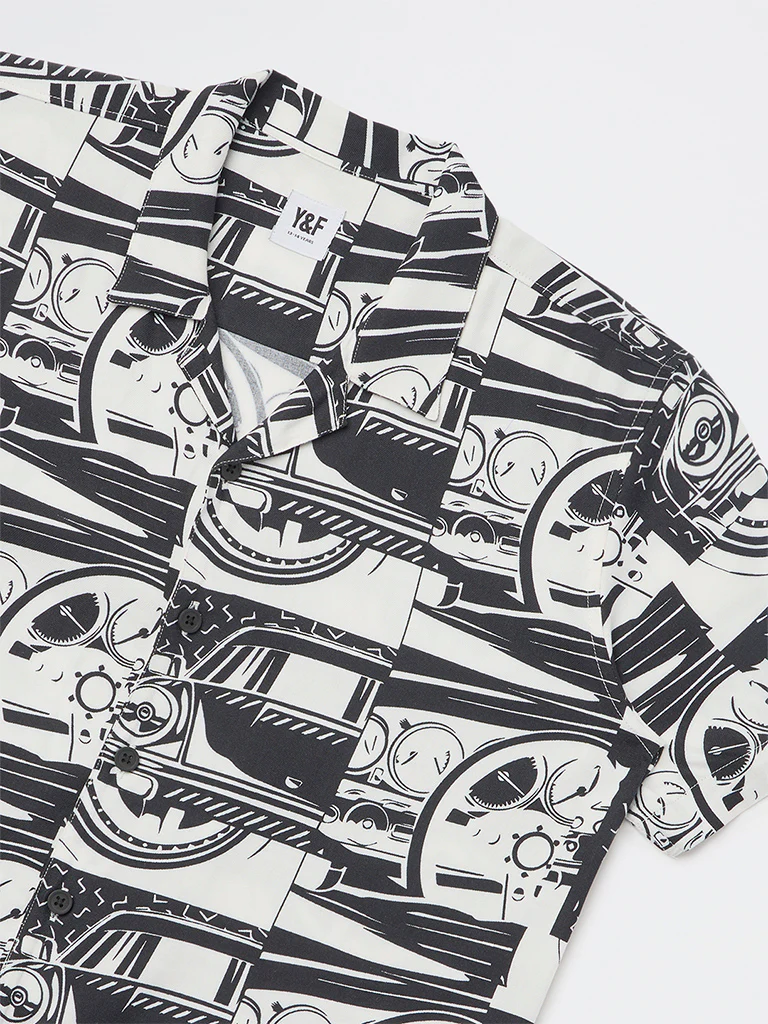 Y&F Kids Boys Black Printed Shirt - Image 3