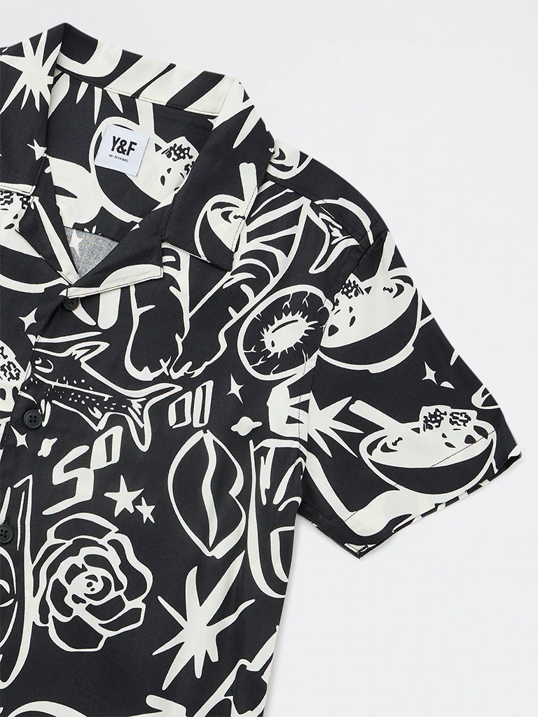 Y&F Kids Boys Black Printed Shirt - Image 3
