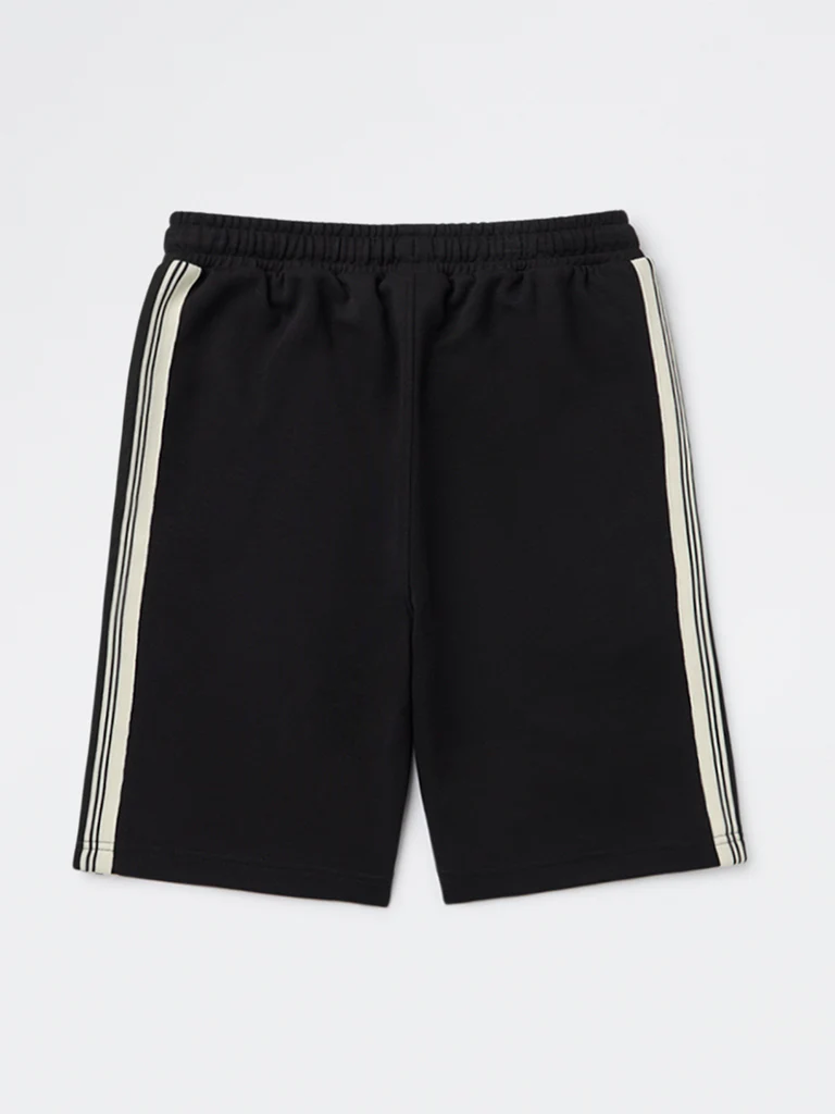 Y&F Kids Boys Black Striped Mid-Rise Shorts - Image 3