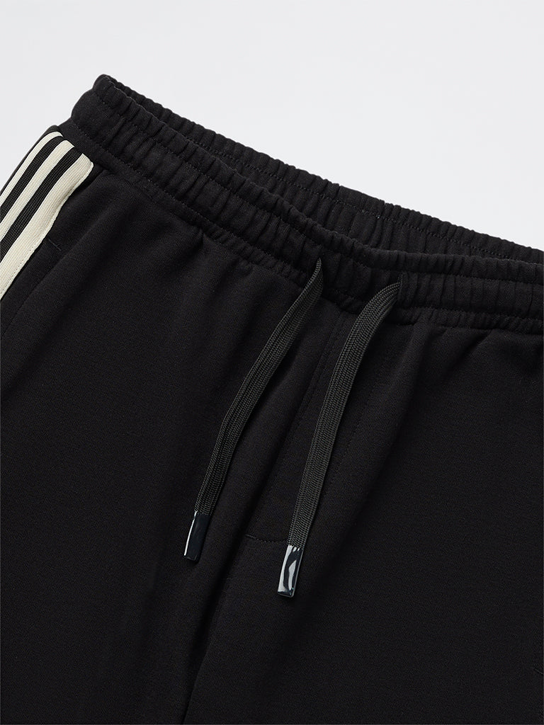 Y&F Kids Boys Black Striped Mid-Rise Shorts - Image 4