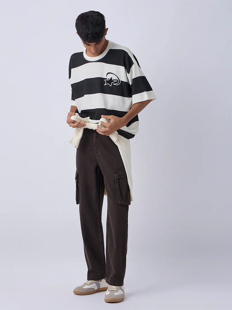 Y&F Kids Boys Black Striped T-Shirt