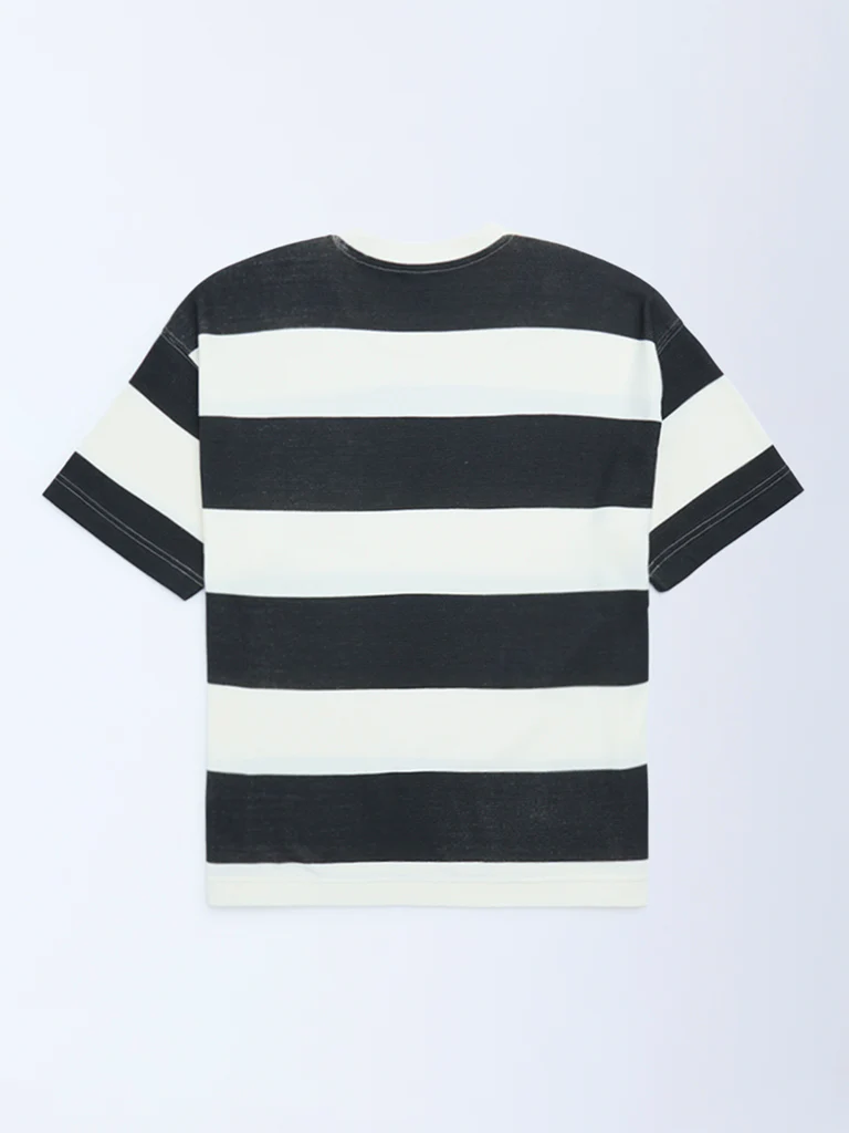 Y&F Kids Boys Black Striped T-Shirt - Image 4