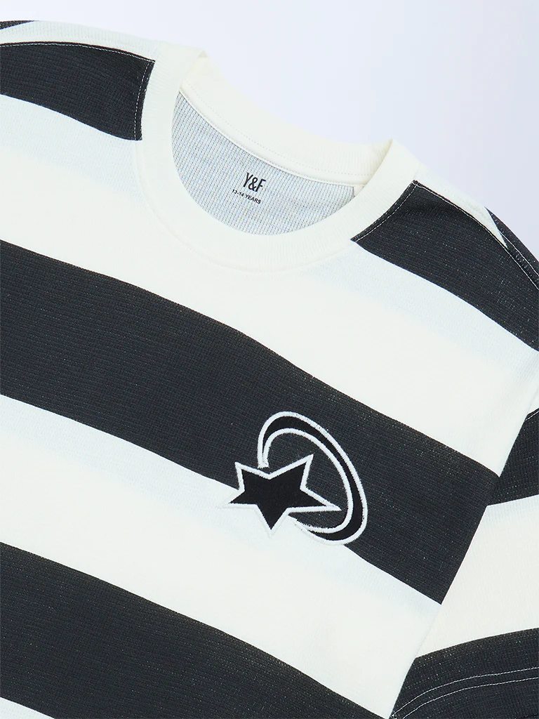 Y&F Kids Boys Black Striped T-Shirt - Image 5