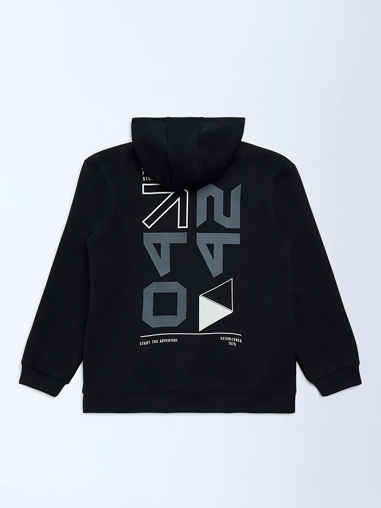 Y&F Kids Boys Black Typographic Jacket - Image 2