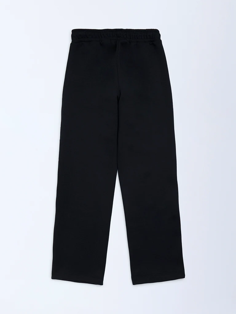 Y&F Kids Boys Black Typographic Mid-Rise Pants - Image 2