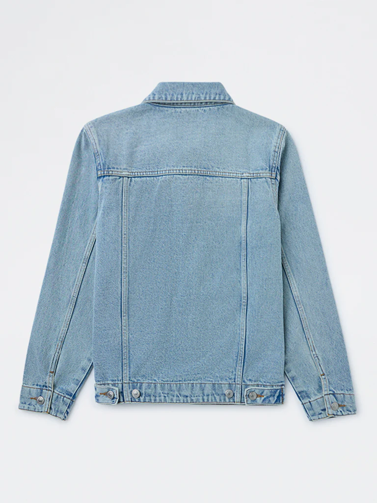 Y&F Kids Boys Blue Patch Detail Denim Jacket - Image 2