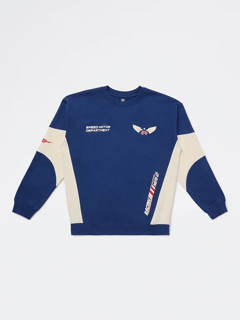Y&F Kids Boys Blue Typographic Cotton Sweatshirt