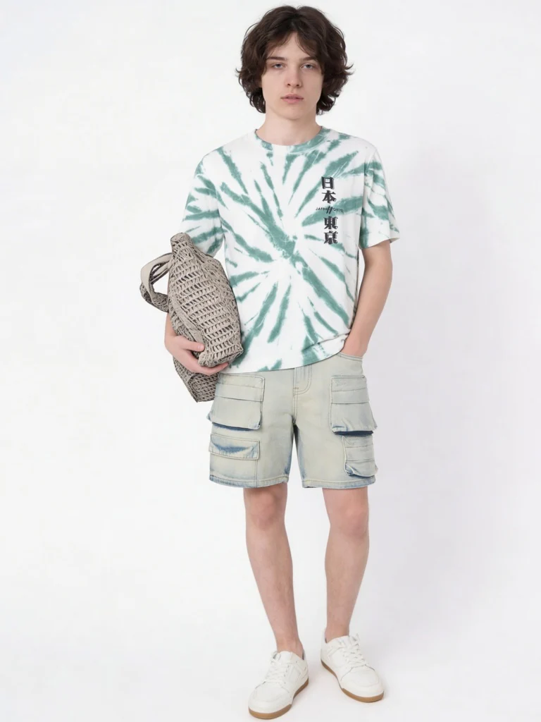 Y&F Kids Boys Blue Washed Mid-Rise Denim Cargo Shorts