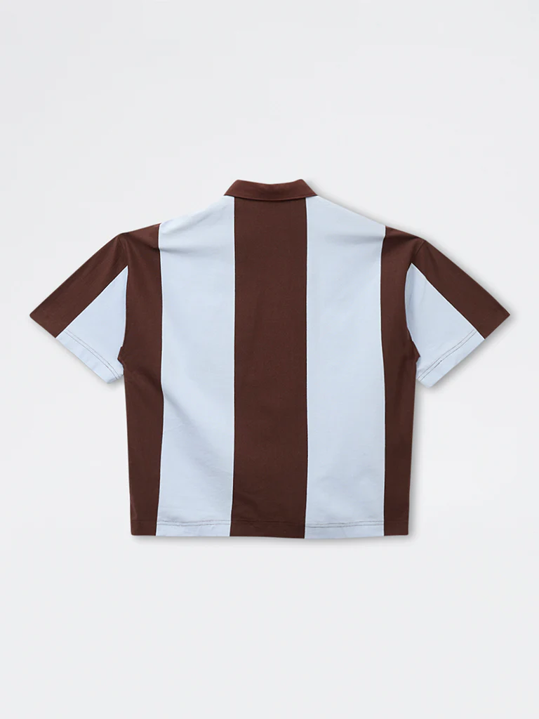 Y&F Kids Boys Brown Colour-Blocked Cotton Polo T-Shirt - Image 4