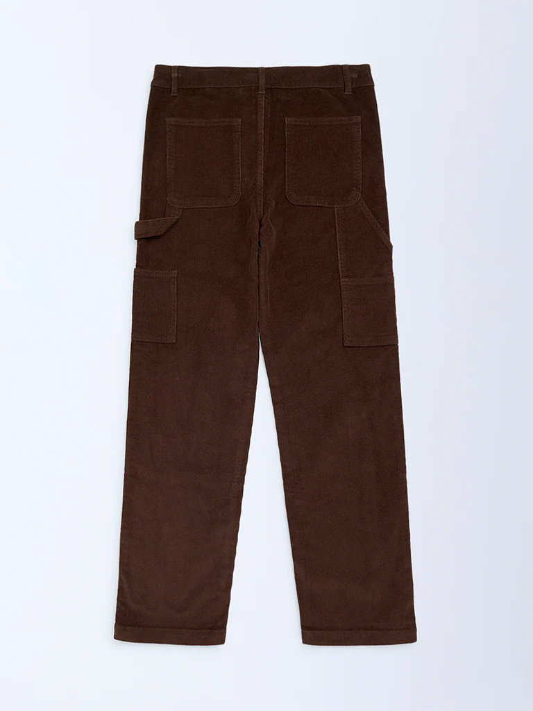 Y&F Kids Boys Brown Mid-Rise Corduroy Trousers - Image 2