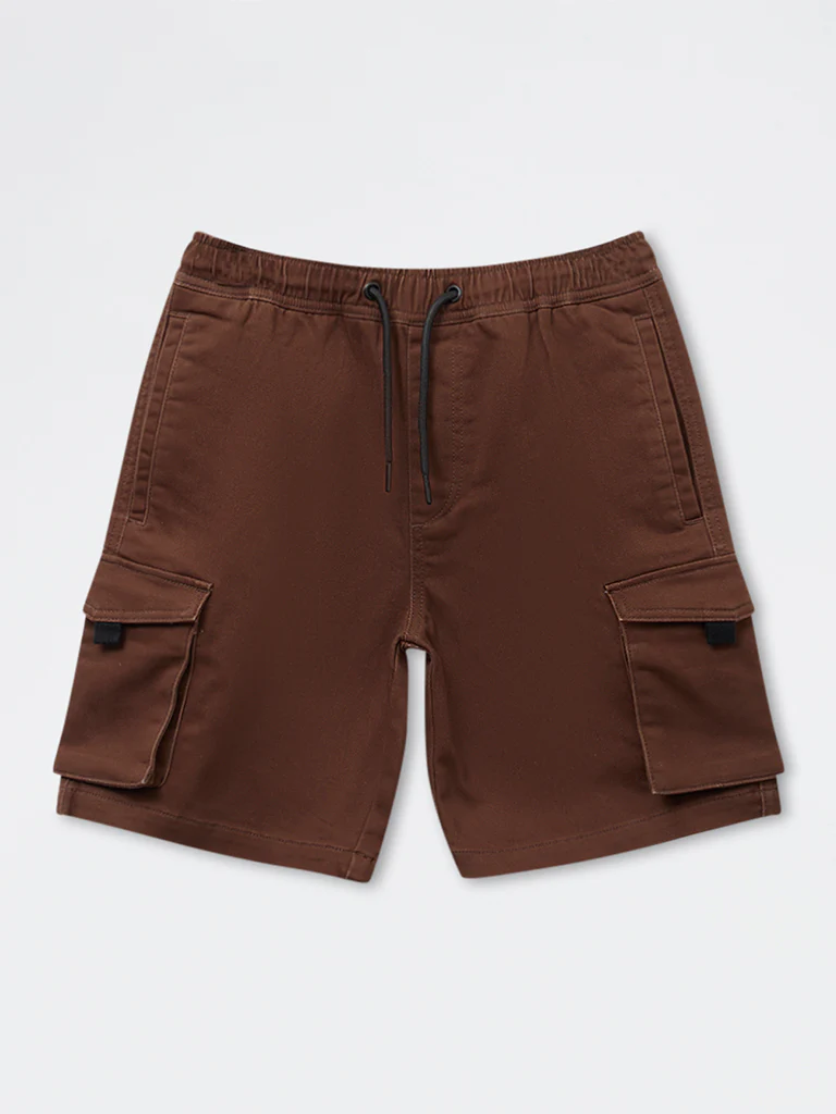 Y&F Kids Boys Brown Mid-Rise Cotton-Blend Shorts - Image 3