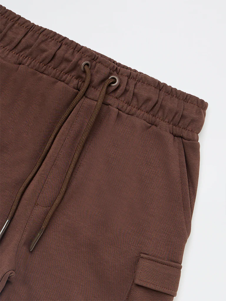 Y&F Kids Boys Brown Mid-Rise Cotton-Blend Shorts - Image 6