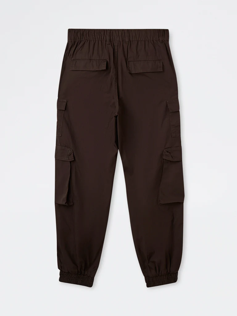Y&F Kids Boys Brown Mid-Rise Cotton Cargo Pants - Image 2