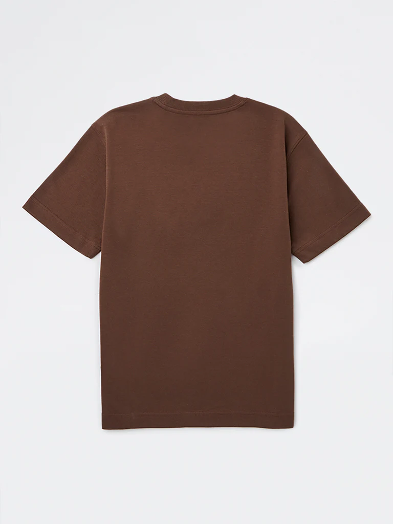 Y&F Kids Boys Brown Printed Cotton-Blend T-Shirt - Image 3