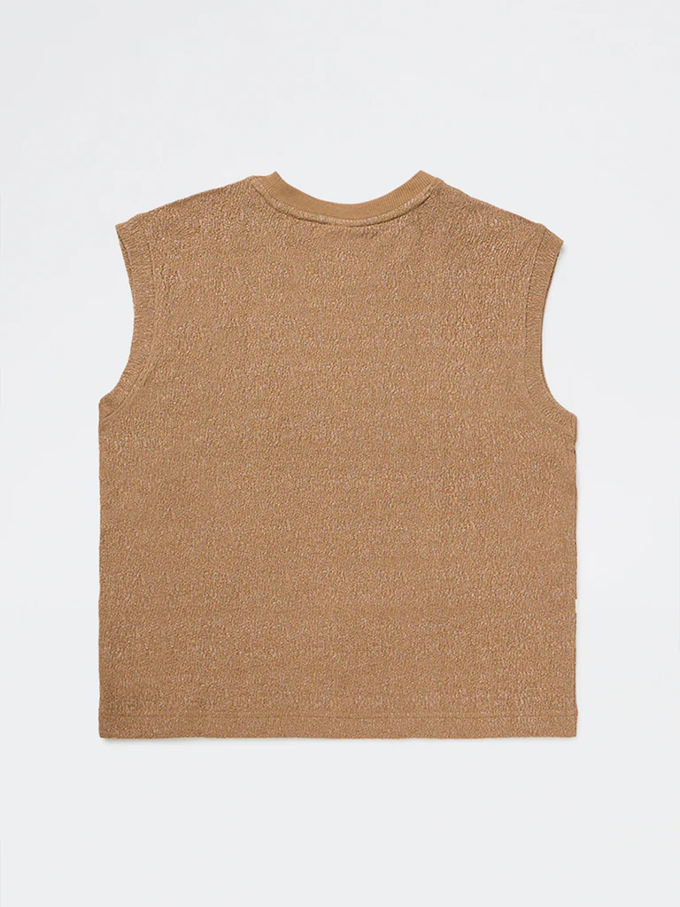 Y&F Kids Boys Brown Printed Cotton-Blend T-Shirt - Image 4