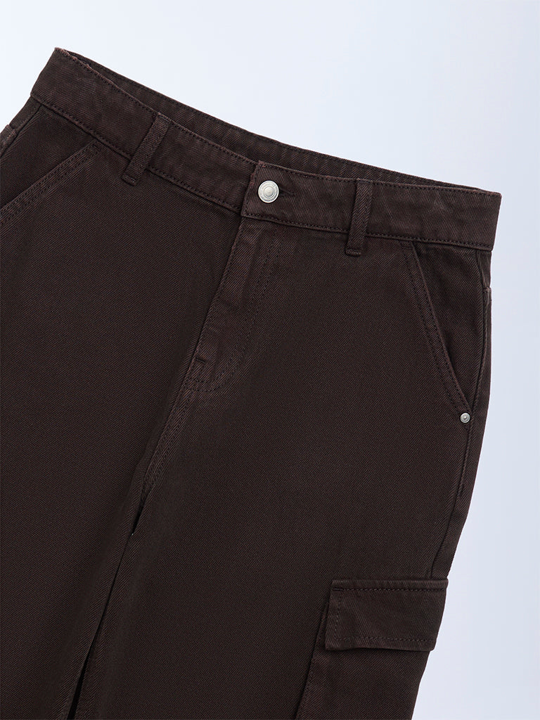 Y&F Kids Boys Brown Relaxed-Fit Mid-Rise Jeans - Image 3