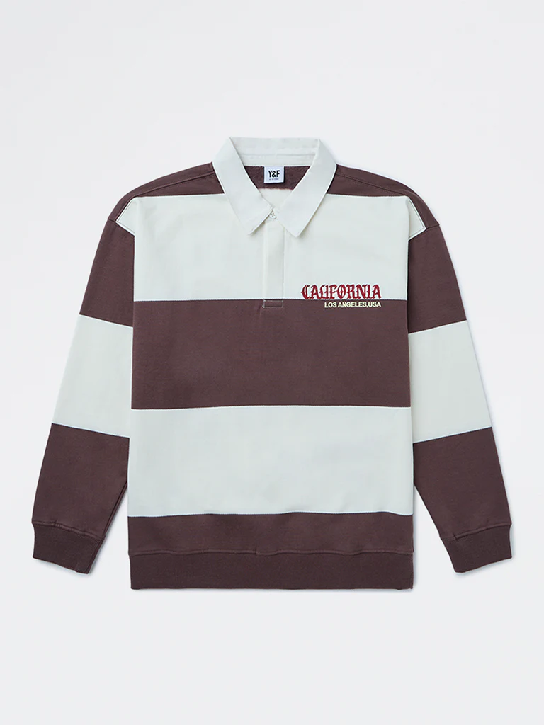 Y&F Kids Boys Brown Striped Cotton Sweatshirt