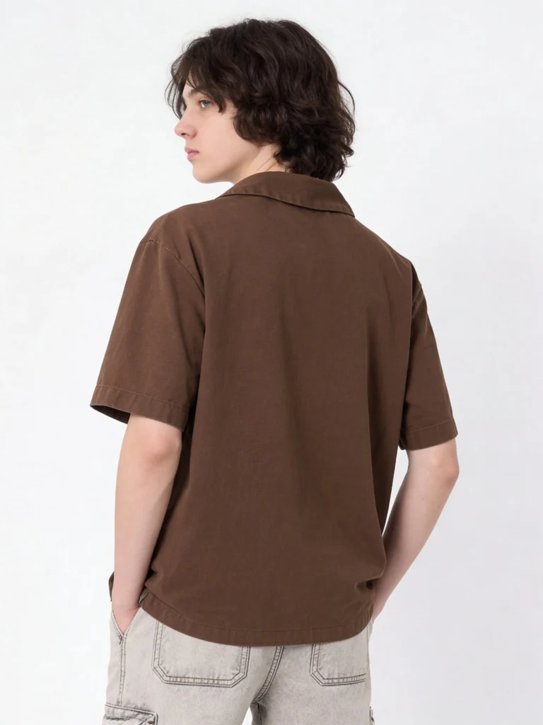 Y&F Kids Boys Brown Text-Design Cotton Shirt - Image 2