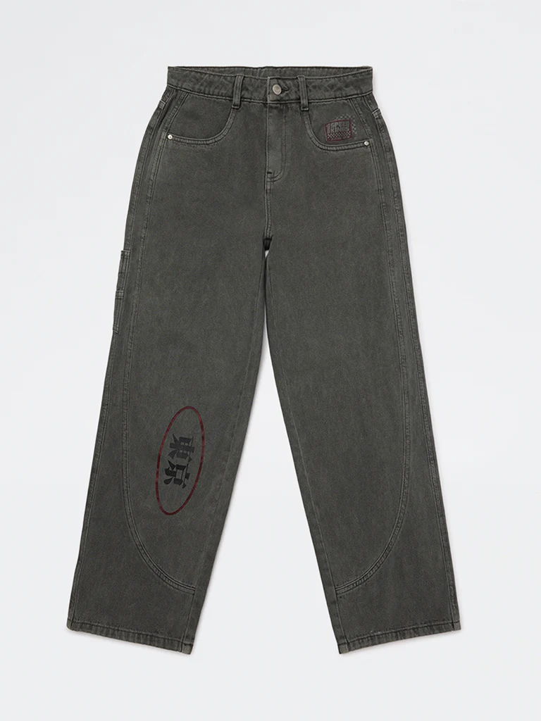 Y&F Kids Boys Charcoal Mid-Rise Jeans