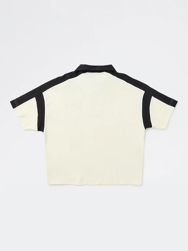 Y&F Kids Boys Cream Text Printed Cotton T-Shirt - Image 2