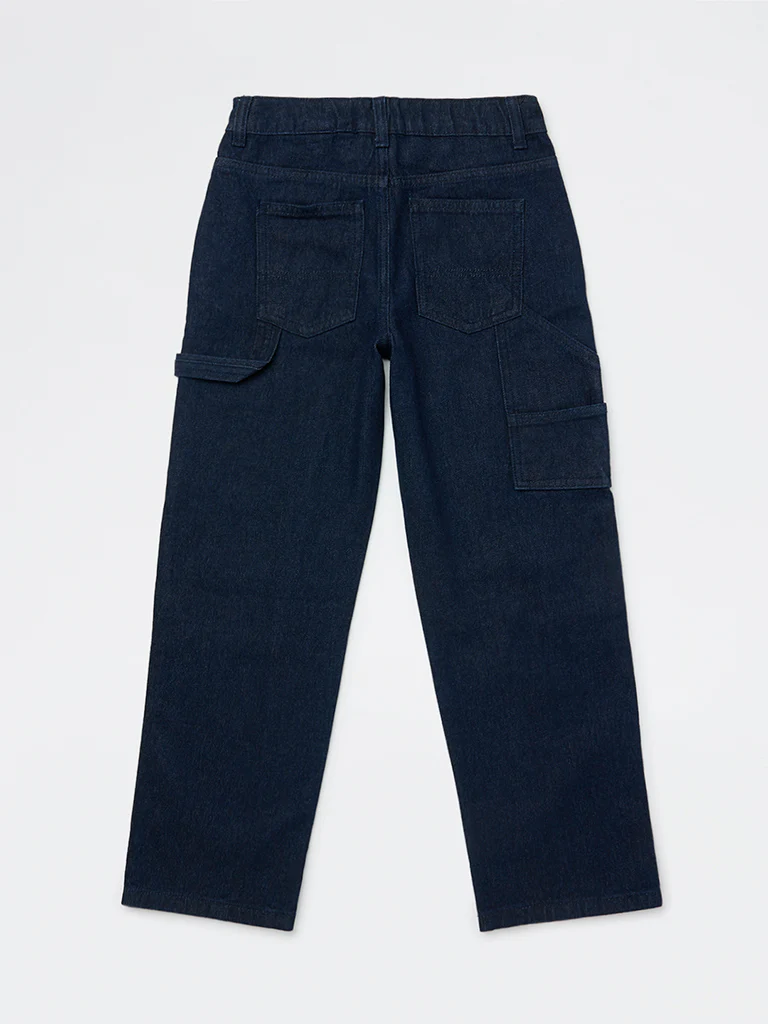 Y&F Kids Boys Dark Blue Straight-Fit Mid-Rise Jeans - Image 2