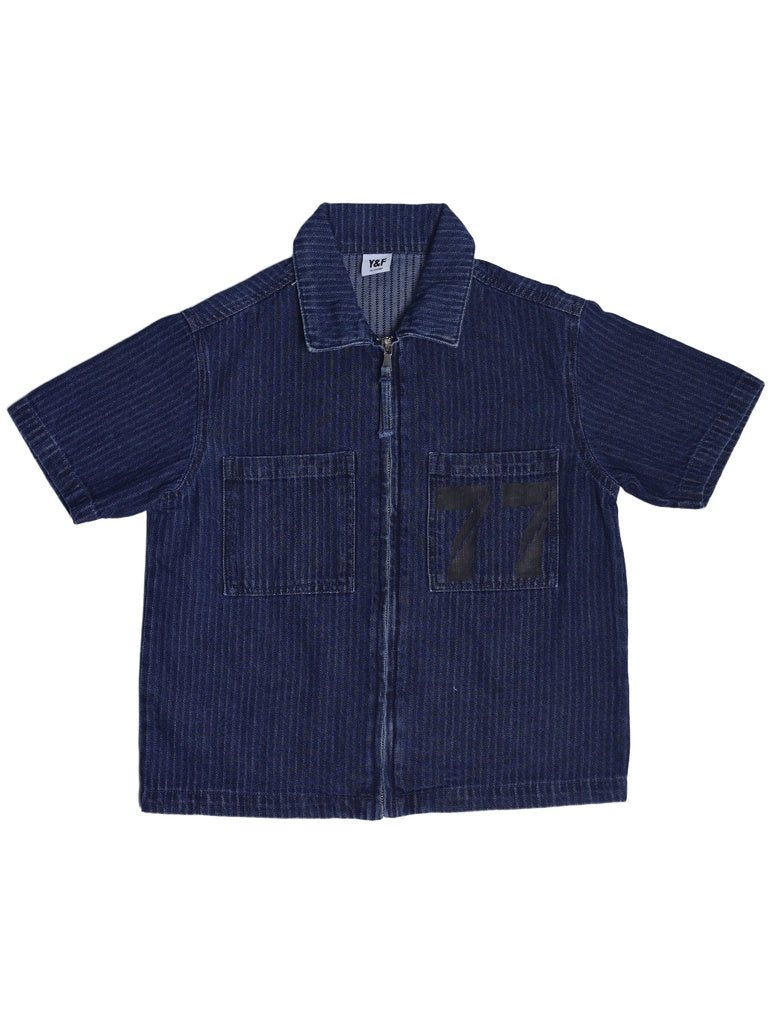 Y&F Kids Boys Dark Blue Zip-up Denim Shirt - Image 3