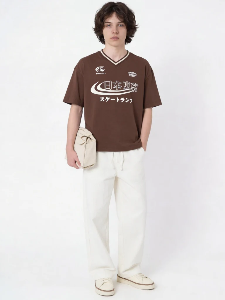 Y&F Kids Boys Dark Brown Printed Cotton T-Shirt