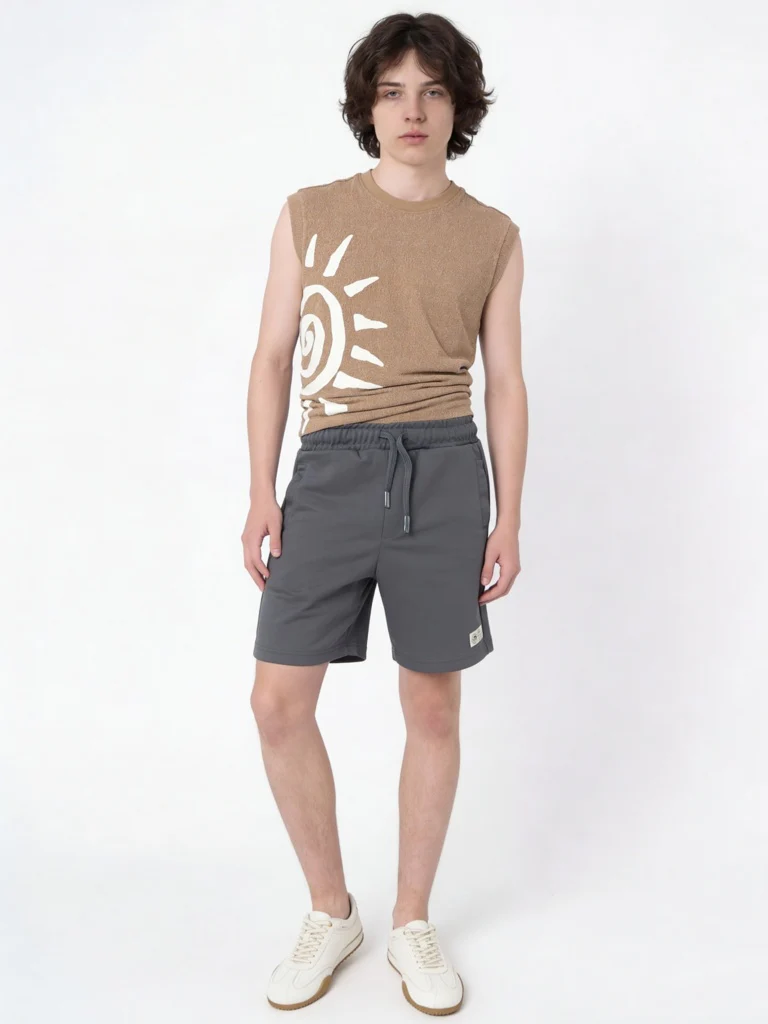 Y&F Kids Boys Dark Grey Mid-Rise Shorts