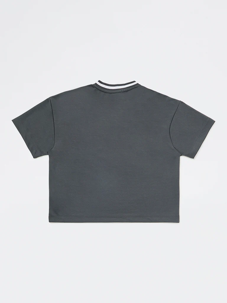 Y&F Kids Boys Dark Grey Printed T-Shirt - Image 4