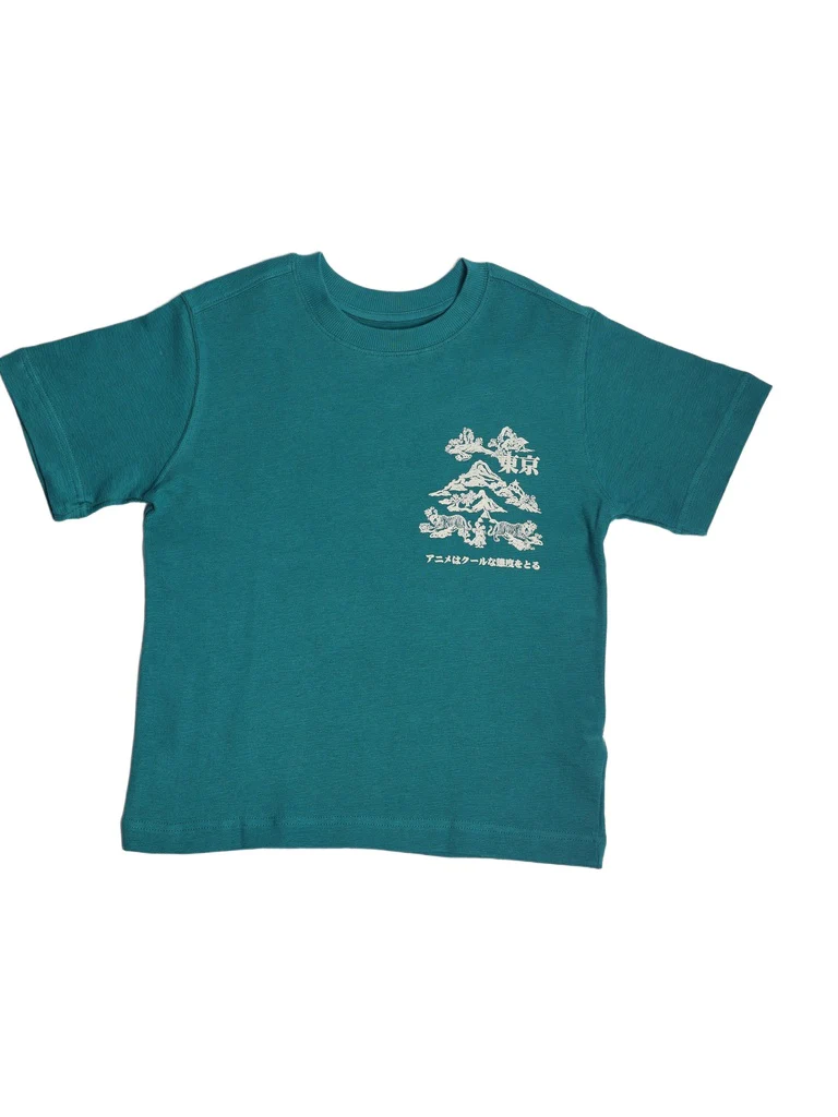 Y&F Kids Boys Green Printed Cotton T-Shirt - Image 3