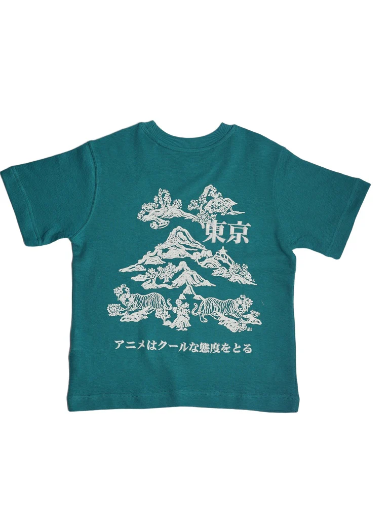 Y&F Kids Boys Green Printed Cotton T-Shirt - Image 4