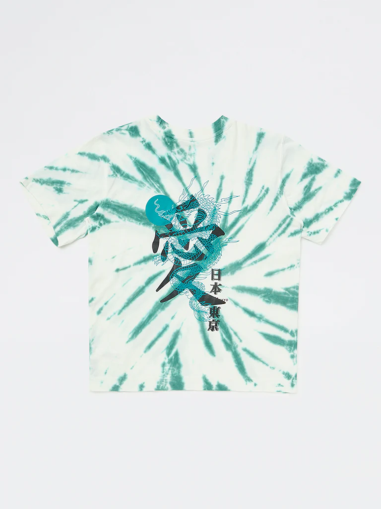 Y&F Kids Boys Green Tie-Dye Printed Cotton T-Shirt - Image 4