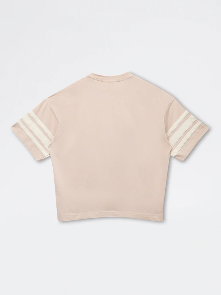 Y&F Kids Boys Light Beige Numerical Printed Cotton T-Shirt - Image 4