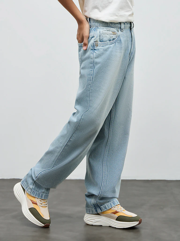 Y&F Kids Boys Light Blue Faded Mid-Rise Jeans - Image 2