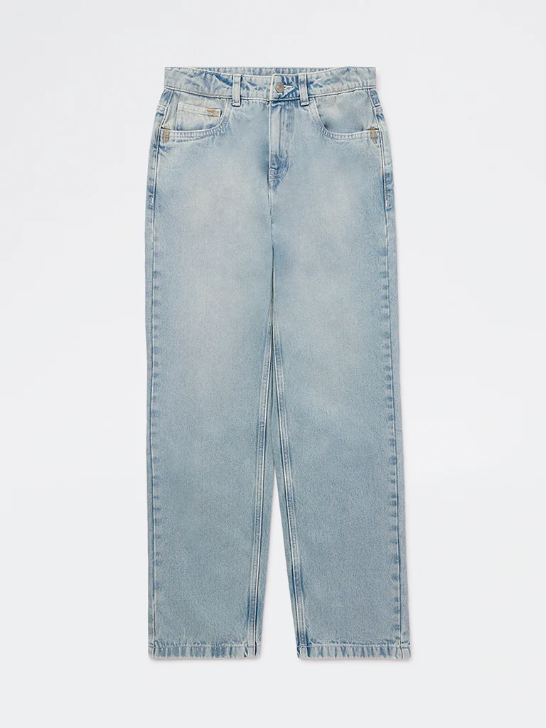 Y&F Kids Boys Light Blue Faded Mid-Rise Jeans - Image 3
