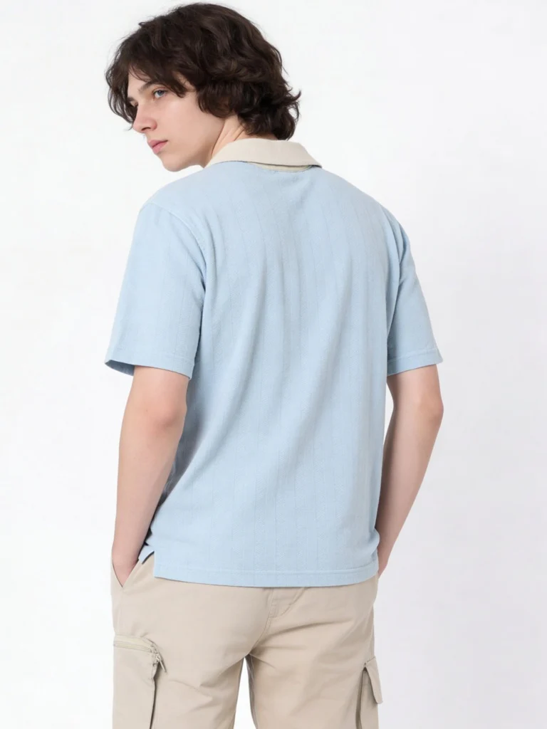 Y&F Kids Boys Light Blue Text-Printed Cotton-Blend T-Shirt - Image 2