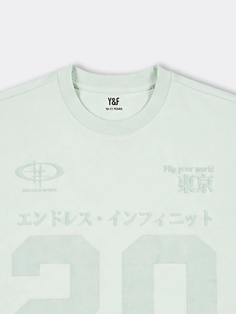 Y&F Kids Boys Lime Printed Cotton T-Shirt - Image 4
