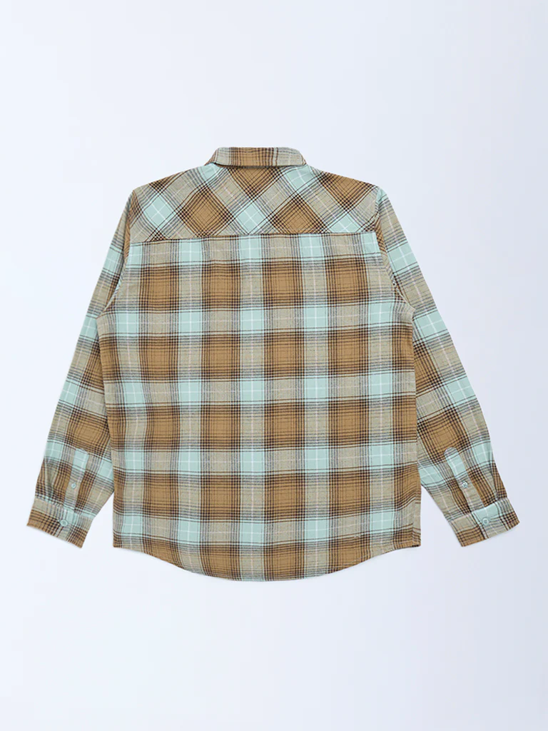 Y&F Kids Boys Multicolour Checks Pattern Cotton Shirt - Image 2