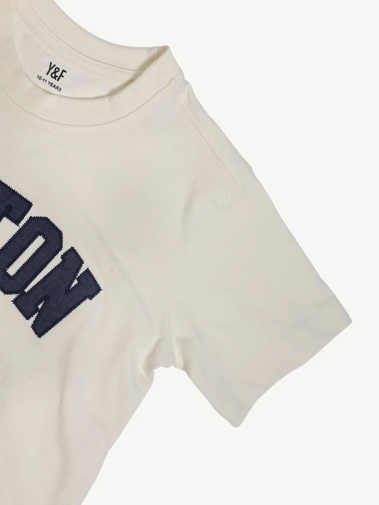 Y&F Kids Boys Off-White Boston Graphic Print Cotton T-Shirt - Image 5