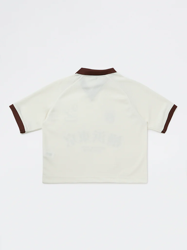 Y&F Kids Boys Off-White Japanese Text Printed T-Shirt - Image 2