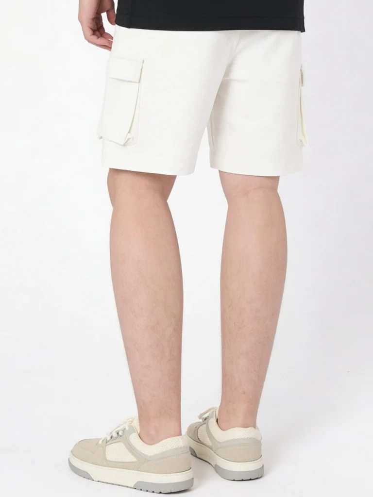 Y&F Kids Boys Off-White Mid-Rise Cotton-Blend Shorts - Image 3