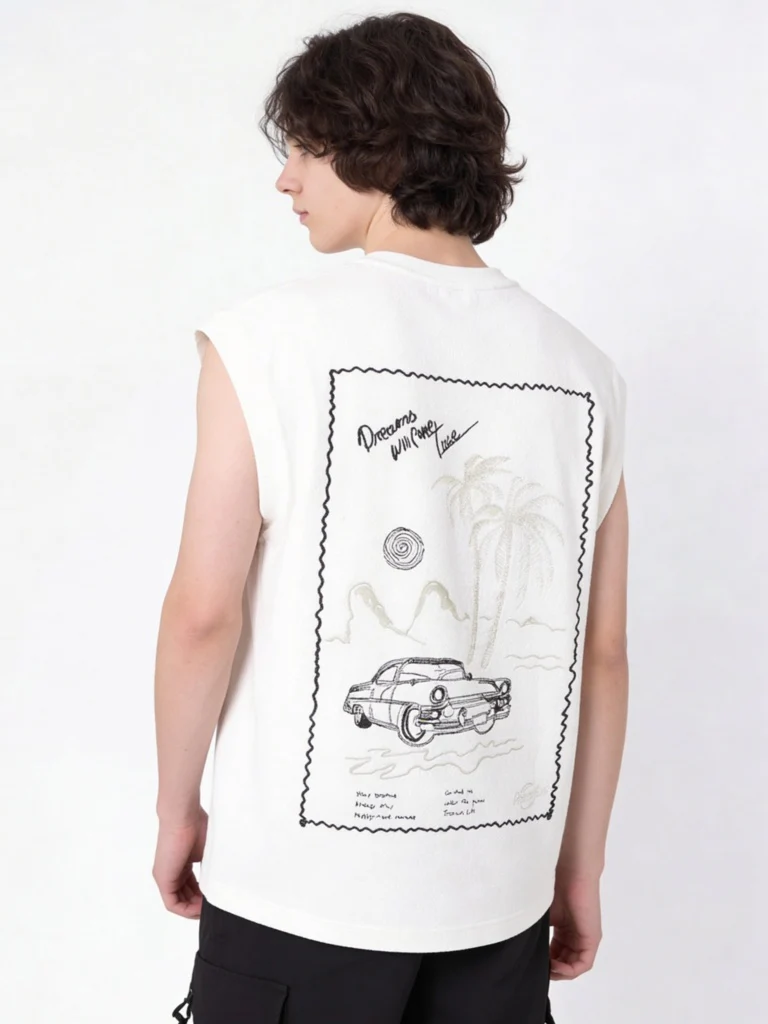 Y&F Kids Boys Off-White Printed Cotton-Blend T-Shirt - Image 2