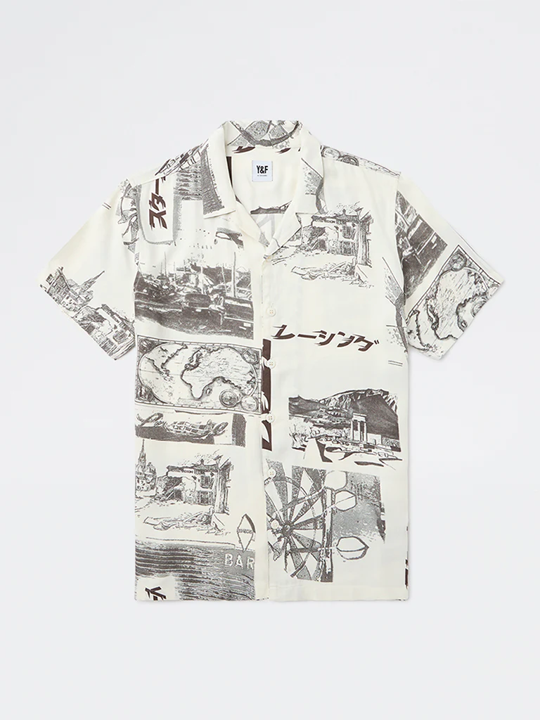 Y&F Kids Boys Off-White Printed Shirt