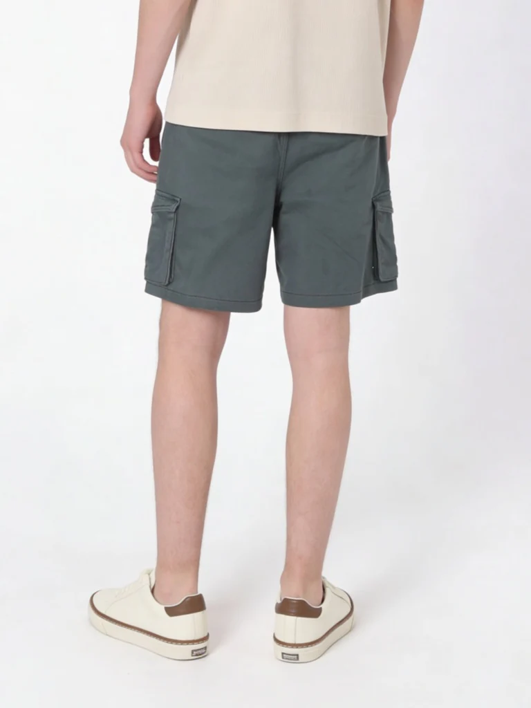 Y&F Kids Boys Olive Green Cargo Pocket Cotton-Blend Shorts - Image 3
