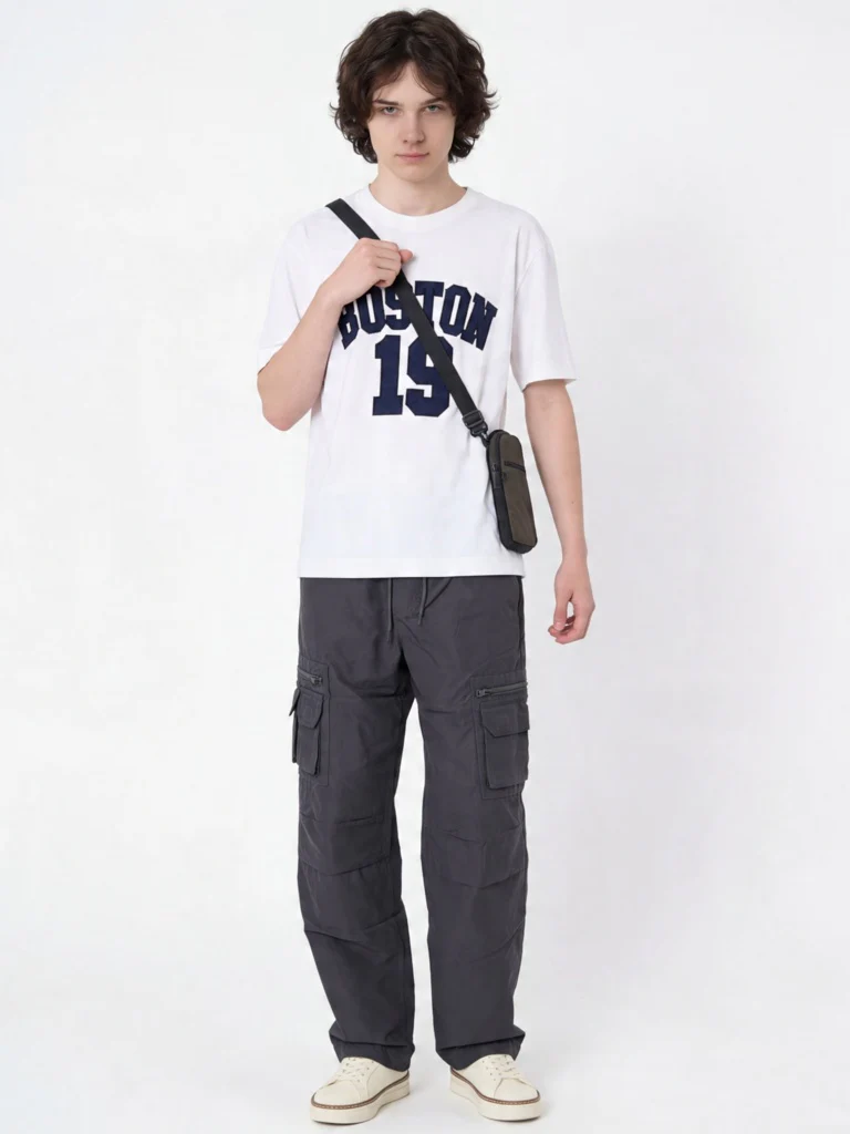 Y&F Kids Boys Olive Mid-Rise Cotton-Blend Cargo Pants