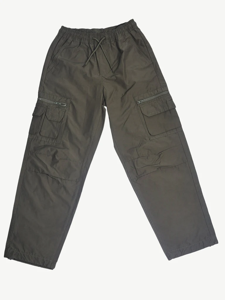Y&F Kids Boys Olive Mid-Rise Cotton-Blend Cargo Pants - Image 4