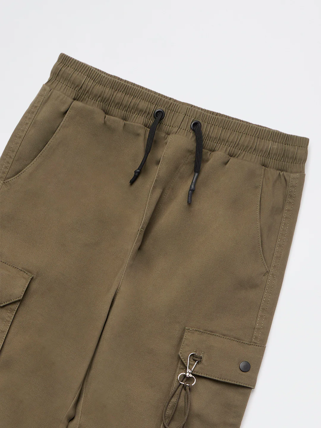Y&F Kids Boys Olive Mid-Rise Cotton-Blend Joggers - Image 3