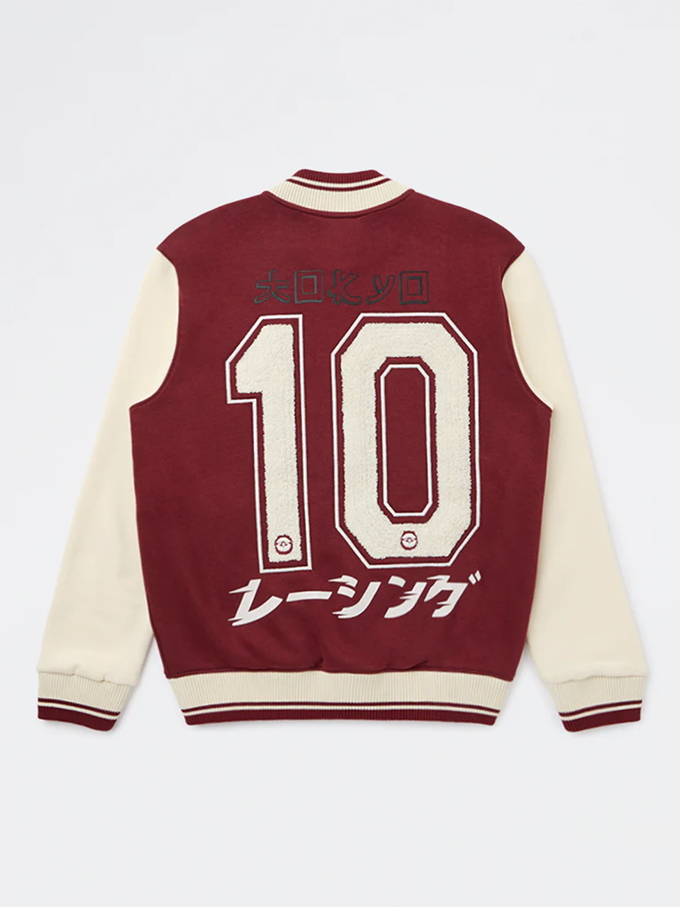 Y&F Kids Boys Red Embroidered Cotton-Blend Varsity Jacket - Image 2