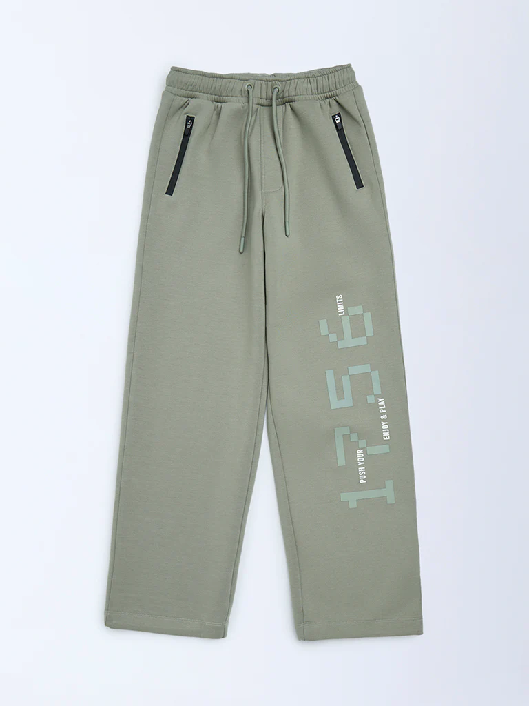 Y&F Kids Boys Sage Printed Mid-Rise Pants